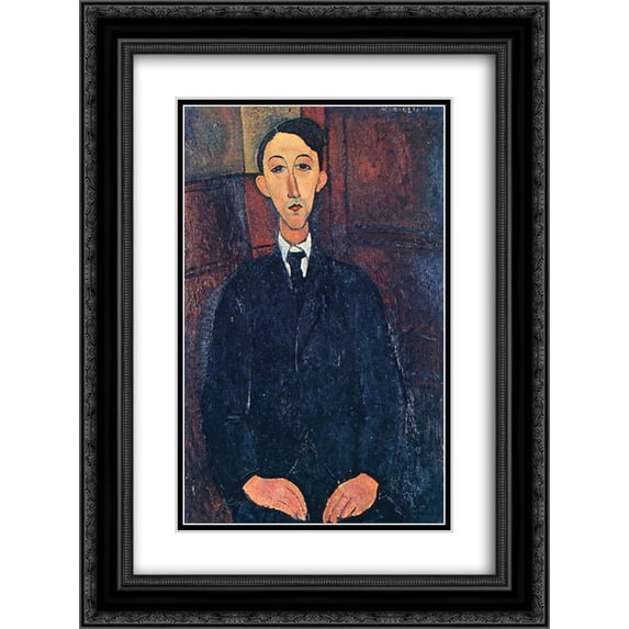 Amedeo Modigliani 2x Matted 18x24 Black Ornate Framed Art Print 'Portrait of the painter Manuel Humbert '