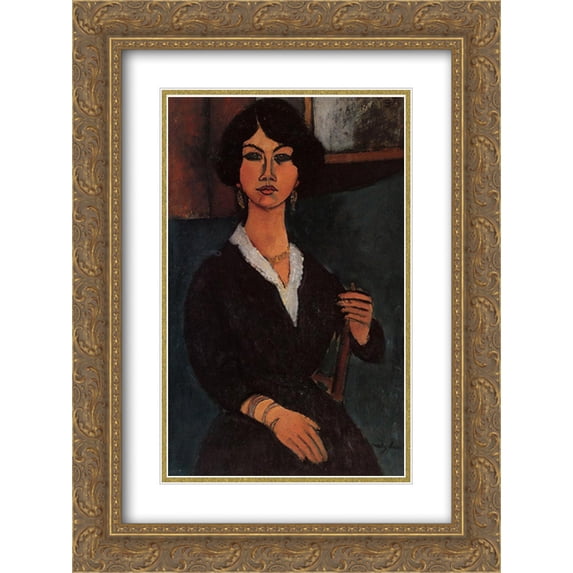 Amedeo Modigliani 2x Matted 18x24 Gold Ornate Framed Art Print 'Almaisa'