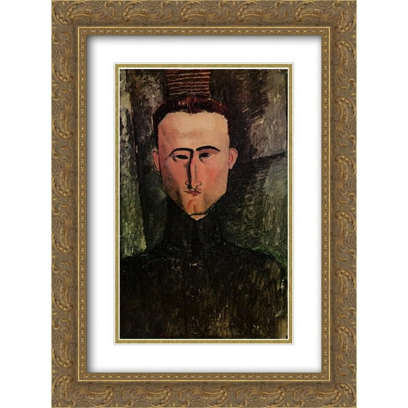 Amedeo Modigliani 2x Matted 18x24 Gold Ornate Framed Art Print 'Andre Rouveyre'