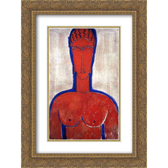 Amedeo Modigliani 2x Matted 18x24 Gold Ornate Framed Art Print 'Big Red Buste (Leopold II)'