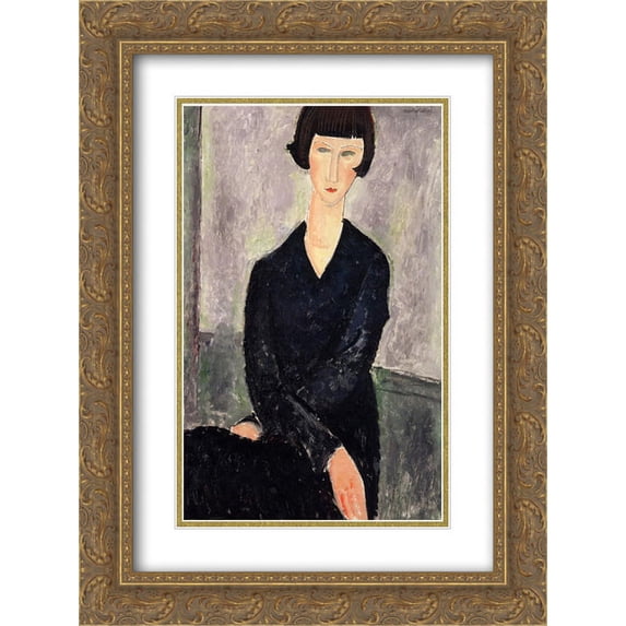 Amedeo Modigliani 2x Matted 18x24 Gold Ornate Framed Art Print 'The Black Dress'