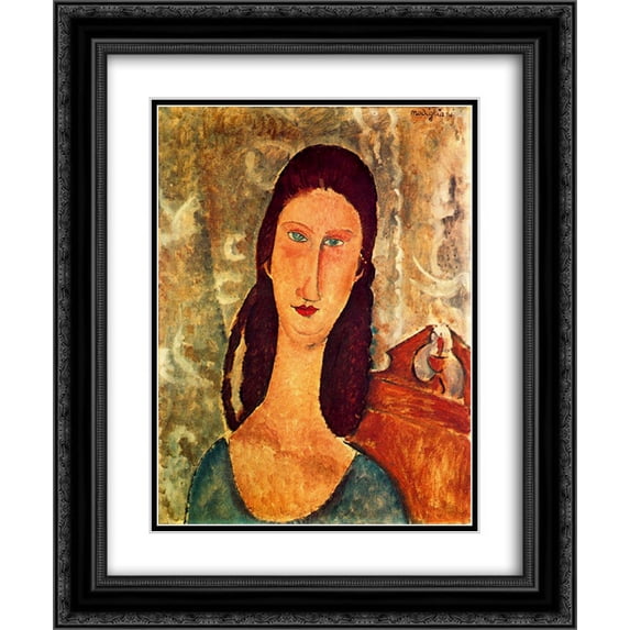 Amedeo Modigliani 2x Matted 20x24 Black Ornate Framed Art Print 'Portrait of Jeanne Hebuterne'