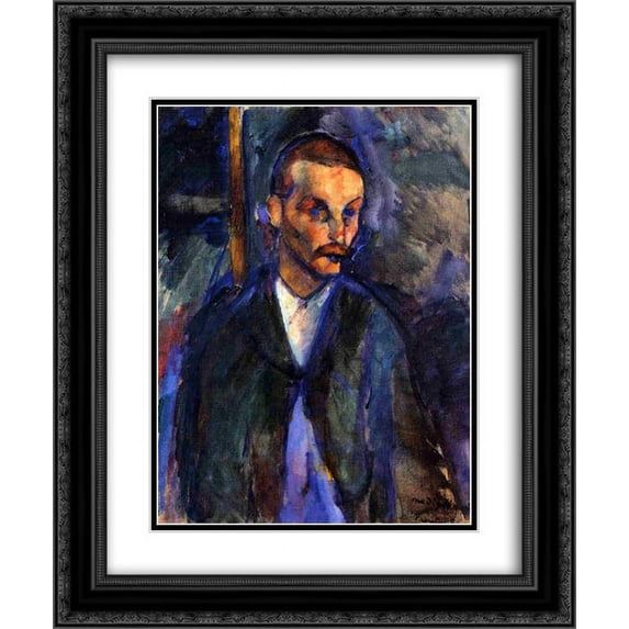 Amedeo Modigliani 2x Matted 20x24 Black Ornate Framed Art Print 'The peasant from Livorno'