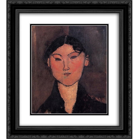Amedeo Modigliani 2x Matted 20x24 Black Ornate Framed Art Print 'Woman's Head (Rosalia)'