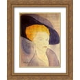 thumbnail image 1 of Amedeo Modigliani 2x Matted 20x24 Gold Ornate Framed Art Print 'Head of a Woman with a Hat', 1 of 2