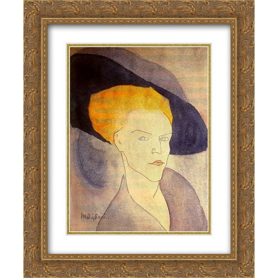 Amedeo Modigliani 2x Matted 20x24 Gold Ornate Framed Art Print 'Head of a Woman with a Hat'