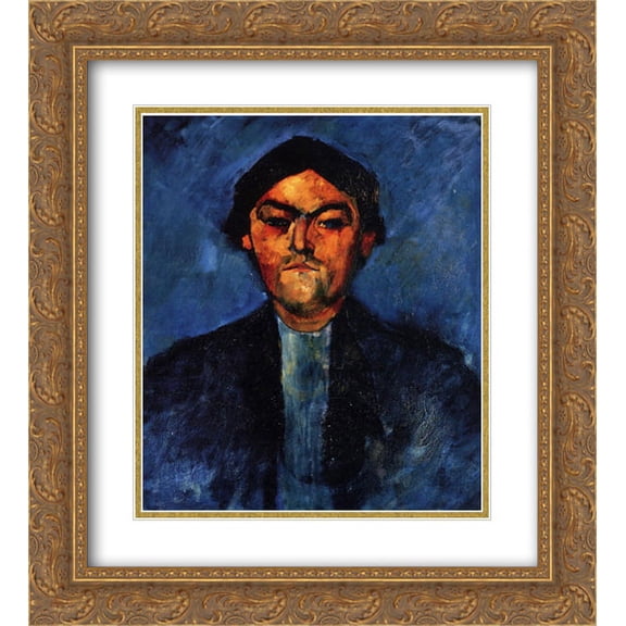 Amedeo Modigliani 2x Matted 20x24 Gold Ornate Framed Art Print 'The Typographer (Pedro)'