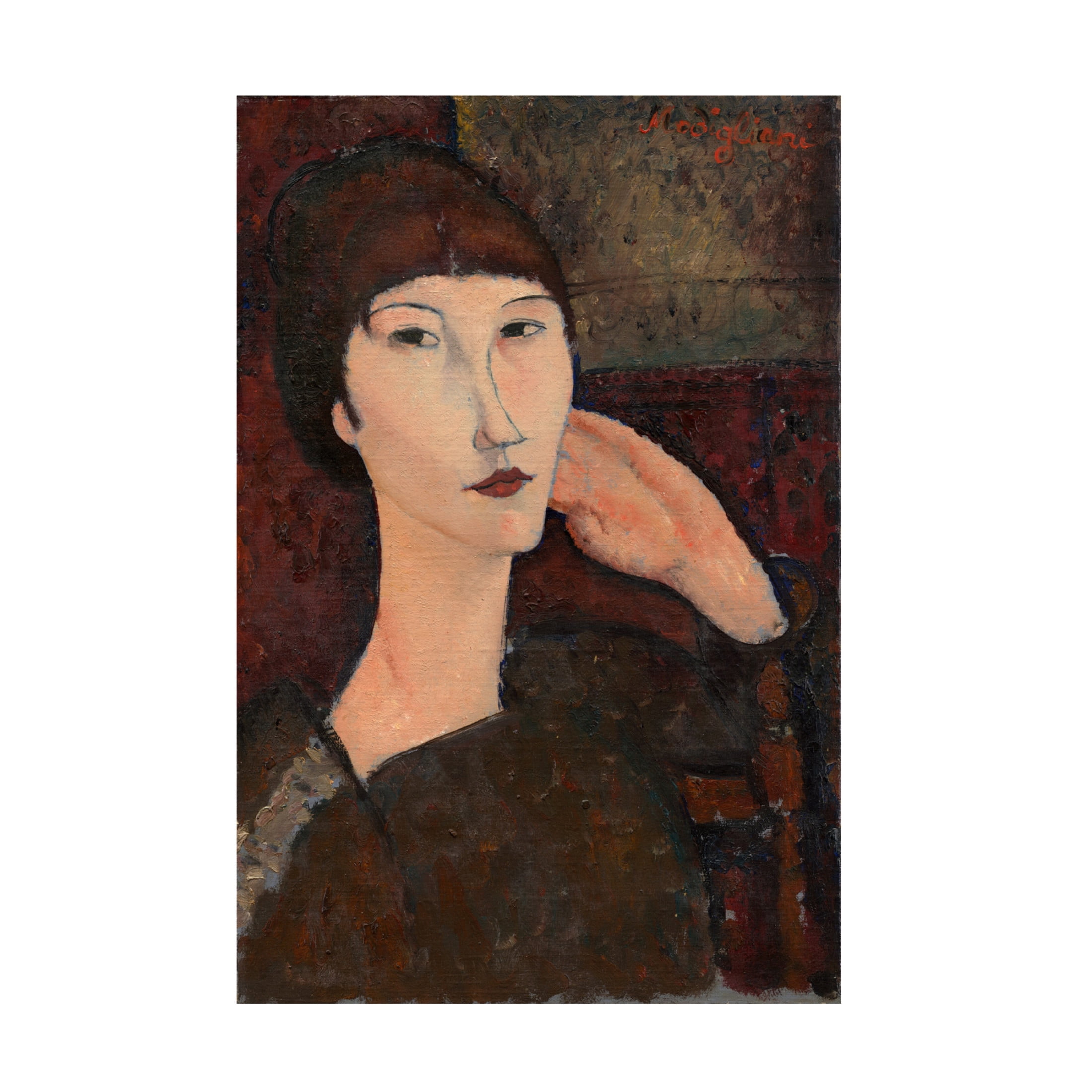 Amedeo Modigliani 'Adrienne Woman with Bangs, 1917' Canvas Art - 16 x 24 Inches