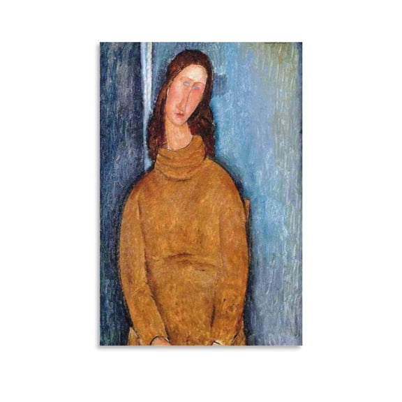 Amedeo Modigliani Print Painting Jeanne Hebuterne in A Yellow Jumper Artworks Canvas Poster Room Aesthetic Wall Art Prints Home Modern Decor Gifts 08x12inch(20x30cm)