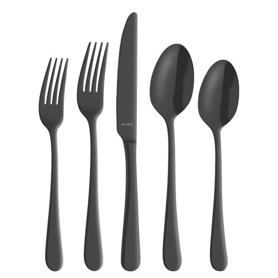 Amefa Austin 20-Piece 18/0 Stainless Steel Flatware Set - Black, Silver
