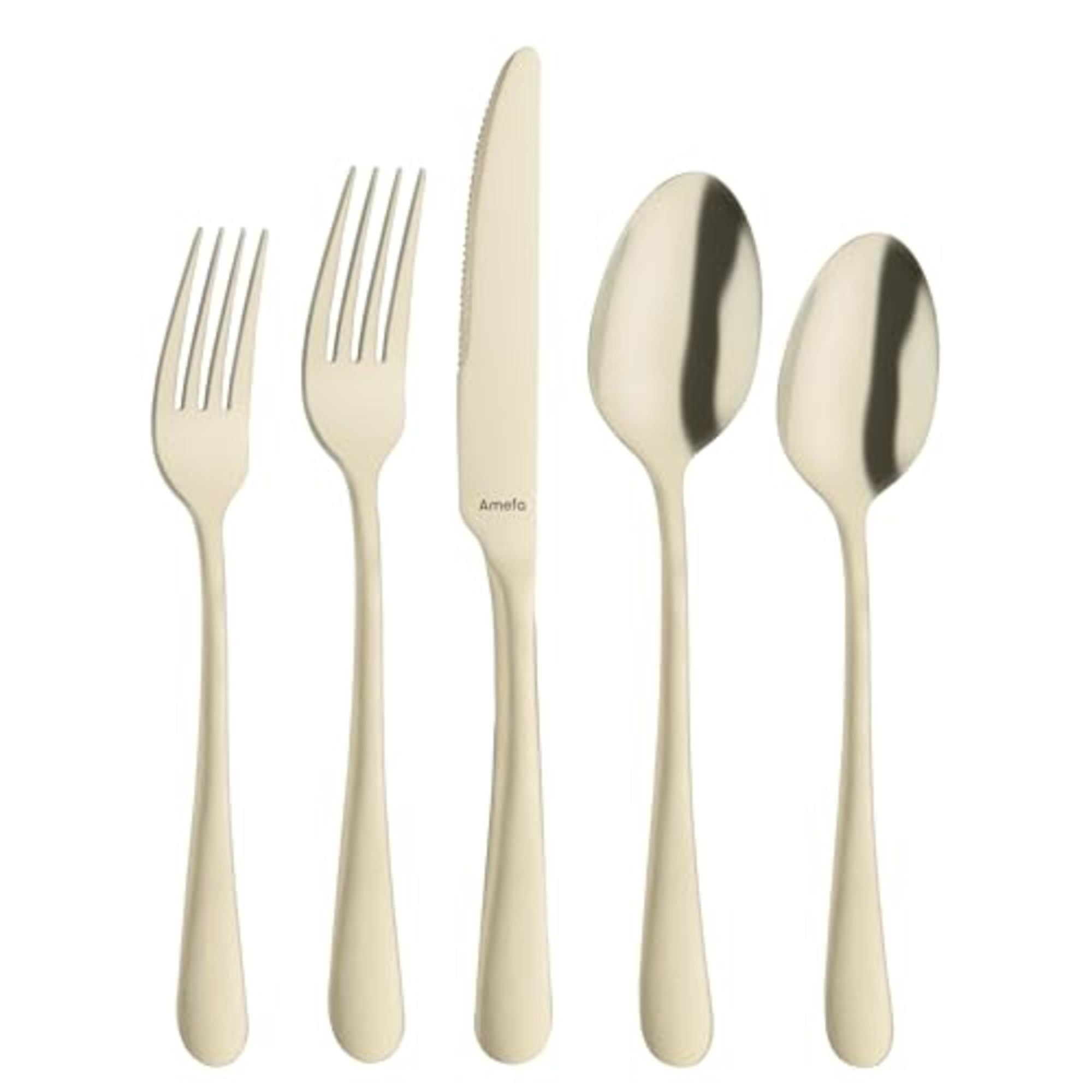 Amefa Austin 20-Piece Flatware Set, Service for 4 - Elegant Satin Finish Silverware, Durable Stainless Steel Dishwasher Safe Cutlery Set - (Champagne)