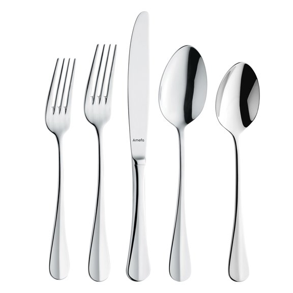 Amefa Baguette 20-piece Premium 18/10 Stainless Steel Flatware Set, High Gloss Mirror Finish, Silverware Set Service for 4, Dishwasher Safe, Rust resistant Cutlery.