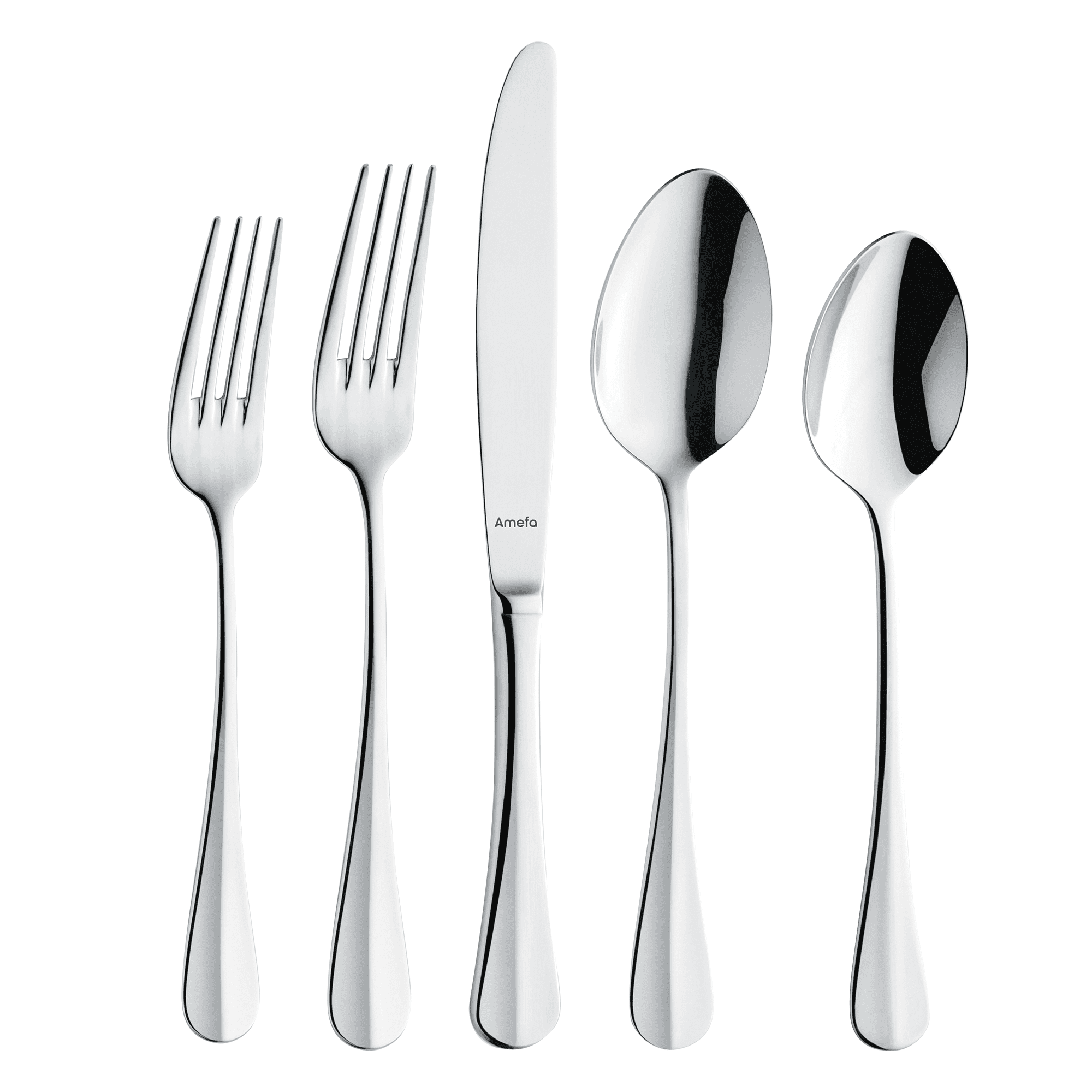 Amefa Baguette 20-Piece Premium 18/10 Stainless Steel Flatware Set, High Gloss Mirror Finish, Silverware Set Service for 4, Rust Resistant Cutlery