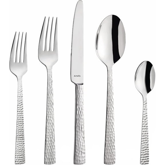 Amefa Hammered Flatware Set Stainless Steel 20 Piece Service for 4