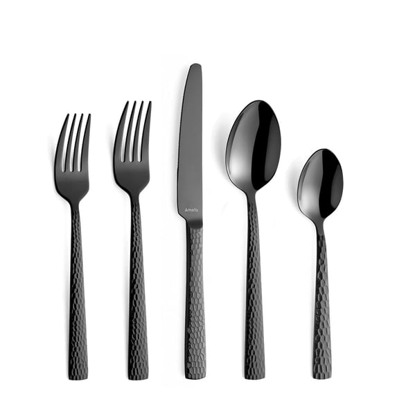 Amefa "Felicity" Flatware Set, Hammered Black, 20pcs.