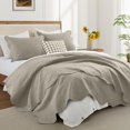 thumbnail image 1 of Ameha 3-Piece Coverlet Set Modern Floral Embossed Quilt Soft Microfiber Bedspread Adult King Beige, 1 of 11