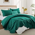 thumbnail image 1 of Ameha 3-Piece Coverlet Set Modern Floral Embossed Quilt Soft Microfiber Bedspread King Emerald, 1 of 8