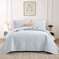 thumbnail image 1 of Ameha 3-Piece Linen Bedspread Set Ultrasonic Chevron Pattern Lightweight Coverlet White King, 1 of 8