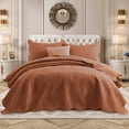 thumbnail image 1 of Ameha 3 Piece Quilt Set Chevron Bedspread Reversible Ultrasoft Microfiber Adult Bedding Rust Color Queen, 1 of 10