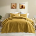 thumbnail image 1 of Ameha 3 Piece Quilt Set Chevron Embossed Bedspread Reversible Ultrasoft Microfiber Adult Bedding Ochre Color King, 1 of 9