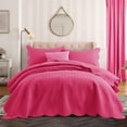 thumbnail image 1 of Ameha 3 Piece Quilt Set Chevron Embossed Bedspread Reversible Ultrasoft Microfiber Adult Bedding Pink Color King, 1 of 7