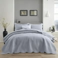 thumbnail image 1 of Ameha 3 Piece Quilt Set Chevron Embossed Bedspread Reversible Ultrasoft Microfiber Adult Bedding Silver Color King, 1 of 9