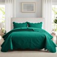thumbnail image 1 of Ameha 3 Piece Reversible Quilt Set Ultra Soft Floral Coverlet Microfiber Bedding Set California King Emerald Green All Season, 1 of 7