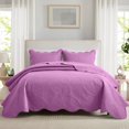 thumbnail image 1 of Ameha 3 Piece Reversible Quilt Set Ultra Soft Floral Coverlet Microfiber Bedding Set California King Purple All Season, 1 of 7