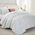Ameha 3-Piece Velvet Quilt Set Floral Diamond Pattern Ultrasonic ...