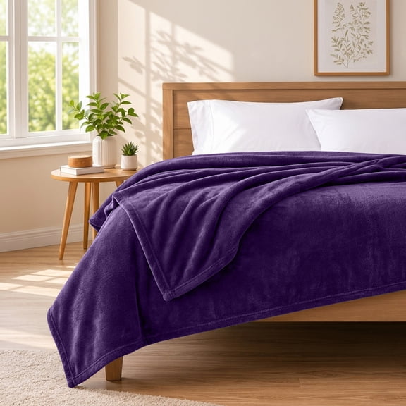 Ameha Cozy Fleece King Blanket 90x108 – Soft Lightweight Plush Blanket for Bed, All Season Comfort, Purple