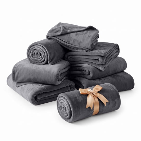Ameha Fleece Blanket Bulk Pack of 18 For Wholesale, Wedding Guests, Favors, Homeless Adult Washable Winter Blanket Warm Cozy 50x60 Throw Gray