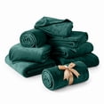 thumbnail image 1 of Ameha Fleece Blanket Bulk Pack of 8 For Wholesale, Wedding Guests, Favors, Homeless Adult Washable Winter Blanket Warm Cozy 90X90 Queen Emerald Green, 1 of 8