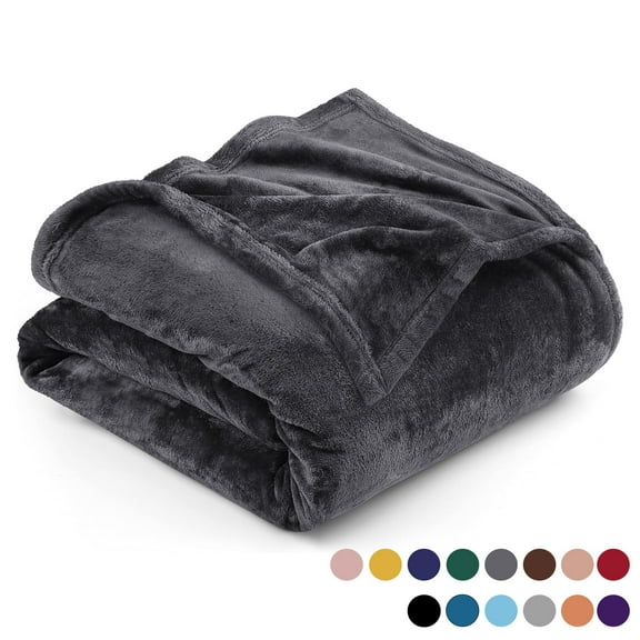 Ameha Microplush Fleece Bed Blanket 310 GSM Microfiber Lightweight Warm Fluffy & Soft Gray Full/Queen