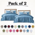 thumbnail image 1 of Ameha Pack of 2 Leaf Embossed Reversible 2 Quilt Set with 4 Pillow Shams Ultra Soft Microfiber Bedding Set California king Washed Blue, 1 of 1