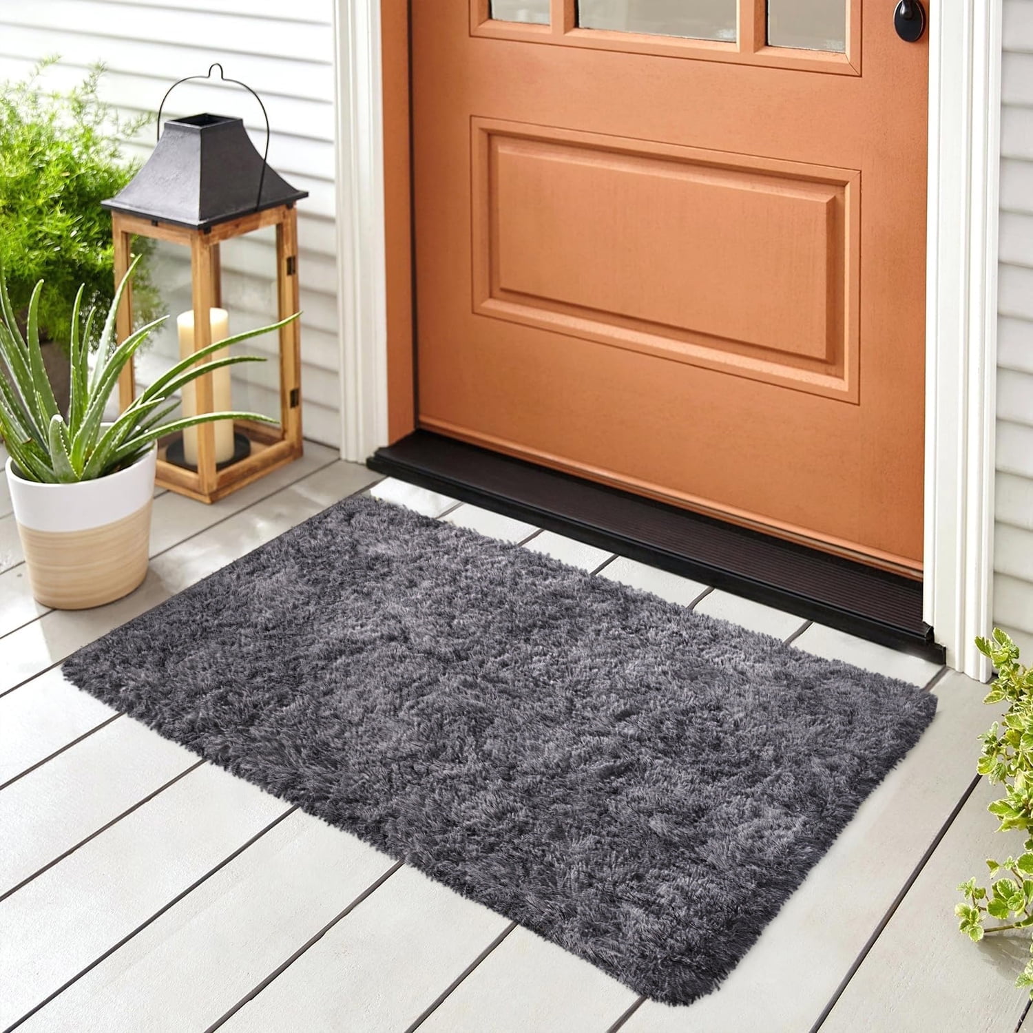 Ameha Shaggy Rug 2x3ft Non-Slip Fluffy Soft Faux Floor Carpets Rectangle for Bedroom Livingroom Decor Gray