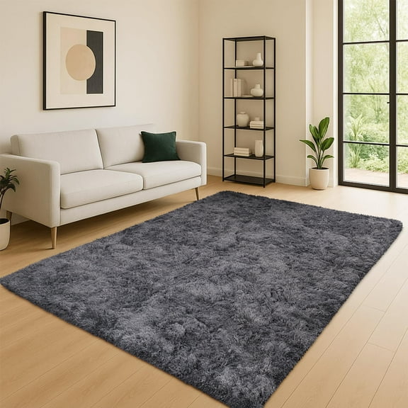 Ameha Shaggy Rug 4x6ft Ultra Soft Comfy Large Fluffy Rugs Non-Slip For Teen Adults Apartment Bedroom Home Decor Gray