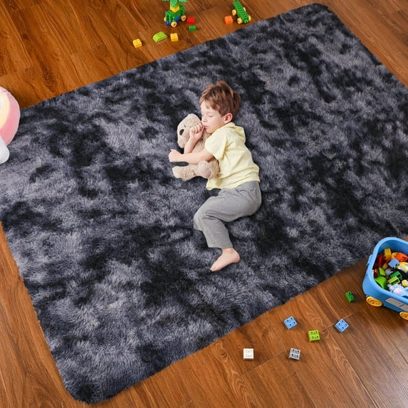 Ameha Shaggy Rug 5x7 Ultra Soft Comfy Large Fluffy Rugs Non-Slip For Teen Adults Apartment Bedroom Home Decor Tye Dye Gray