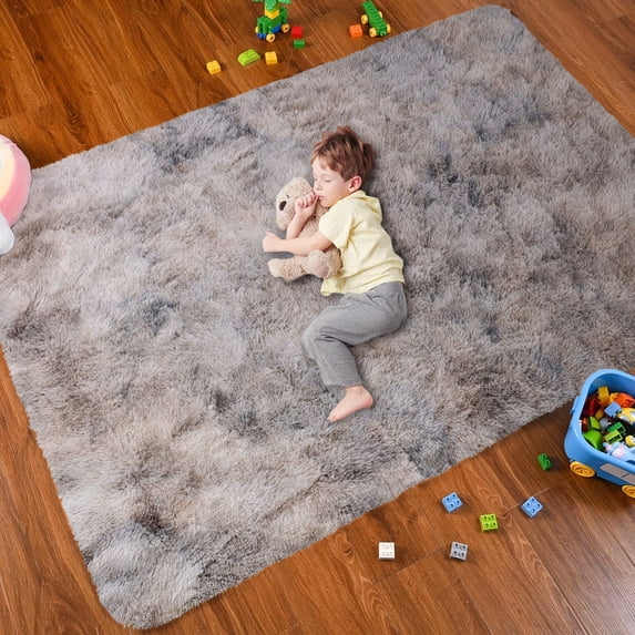 Ameha Shaggy Rug 5x7ft Ultra Soft Comfy Large Fluffy Rugs Non-Slip For Teen Adults Apartment Bedroom Home Decor Tye Dye Light Gray