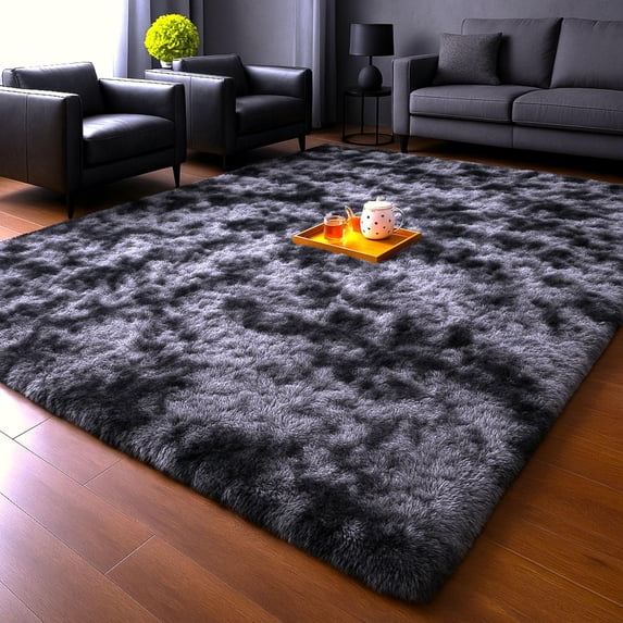 Ameha Shaggy Rug 6x9ft Ultra Soft Comfy Large Fluffy Rugs Non-Slip For Teen Adults Apartment Bedroom Home Decor Tye Dye Gray