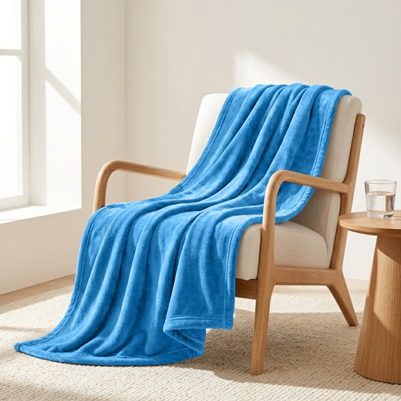Ameha Soft Fleece Throw Blanket – Plush Cozy Lightweight Blanket for Couch & Bed, 50x60 Inches, All Season, Machine Washable, Light Blue