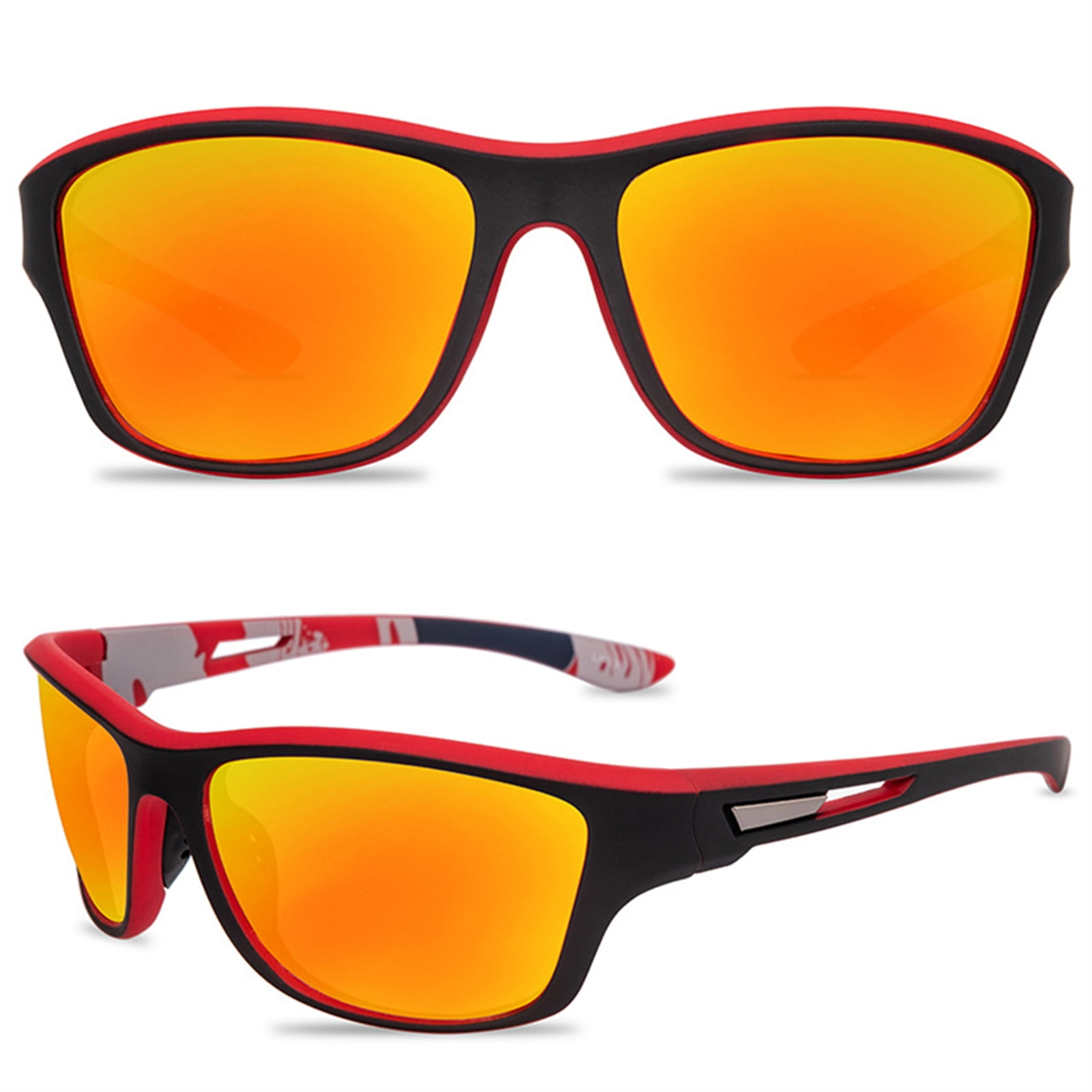 Ameiqe Luxury Polarized Sunglasses One Piece Fishing Classic Sun Glasses  Men's Driving Shades Male sunglass Vintage Travel sunglass(red film)