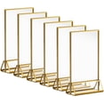 thumbnail image 1 of Ameitech 6 Pack 5 x 7 Clear Acrylic Wedding Table Number Holder Stands with Gold Borders, Double Sided Gold Picture Frames Sign Holder, 1 of 11