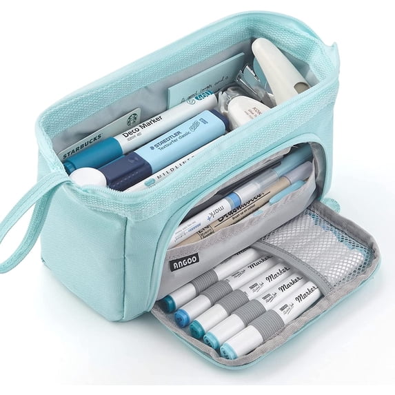 Ameitech Pencil Case,Large Capacity Pencil Pouch Handheld Pen Bag for School Teen Girl Boy,Blue