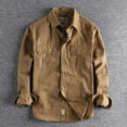 thumbnail image 1 of Amekaji Cargo Washed Shirt Men Long Sleeve Canvas Cotton Military Uniform Light Casual Work Safari Style Male Shirts Top Coats, 1 of 5