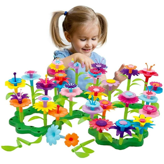 Amelia 109 Pcs. Flower Garden Building Toy Set STEM Educational Activity Toys and Girls Birthday Gift for Toddlers and Kids
