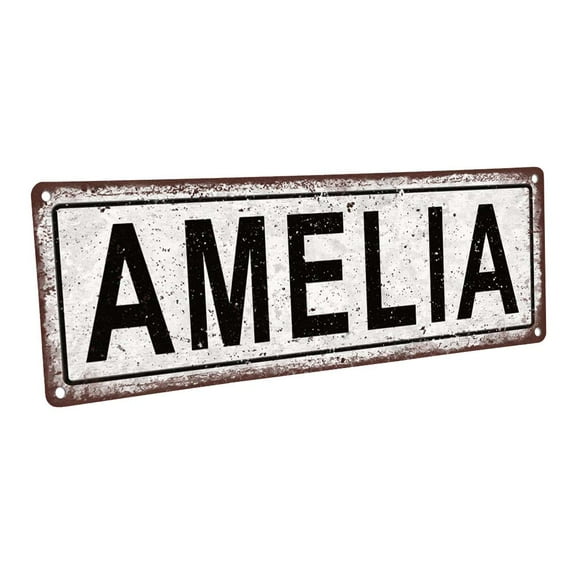 Amelia 4"x12" Metal Sign, Wall Décor for Kids Room and Nursery