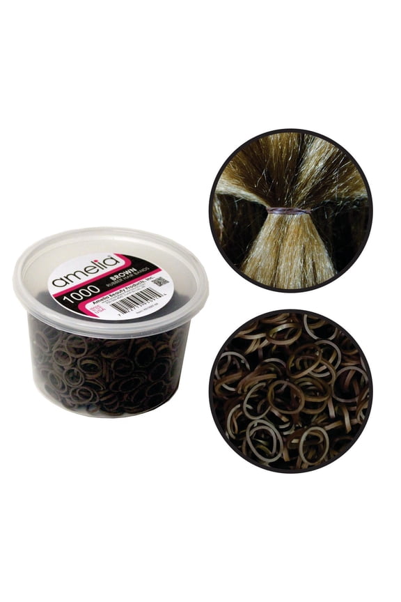 | 1/2in, Brown, Elastic Rubber Band Pony Tail Holders | Made in USA, Ideal for Ponytails, Braids, Twists, Dreadlocks, Styling Accessories for Women, Men and Girls | 1000 Pack