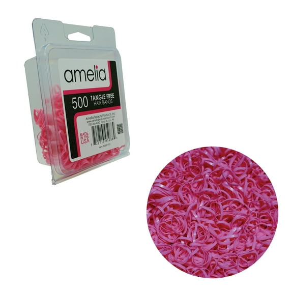 Amelia Beauty | 1/2in, Fuchsia, Tangle Free Elastic Pony Tail Holders | Made in USA, Ideal for Ponytails, Braids, Twists, Dreadlock. For Women and Girls. Pain Free, Snag Free, Easy Off | 500 Pack
