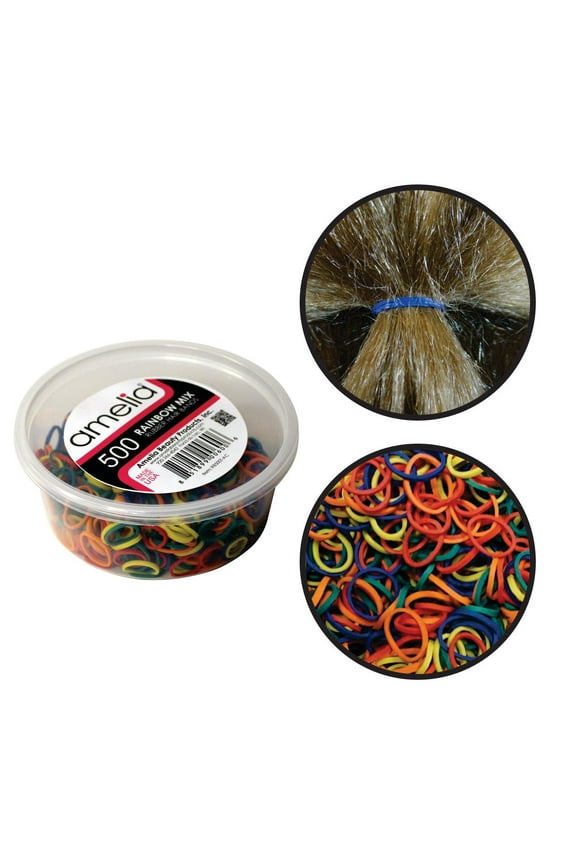 | 1/2in, Rainbow Mix, Elastic Rubber Band Pony Tail Holders | Made in USA, Ideal for Ponytails, Braids, Twists, Dreadlocks, Styling Accessories for Women, Men and Girls | 500 Pack