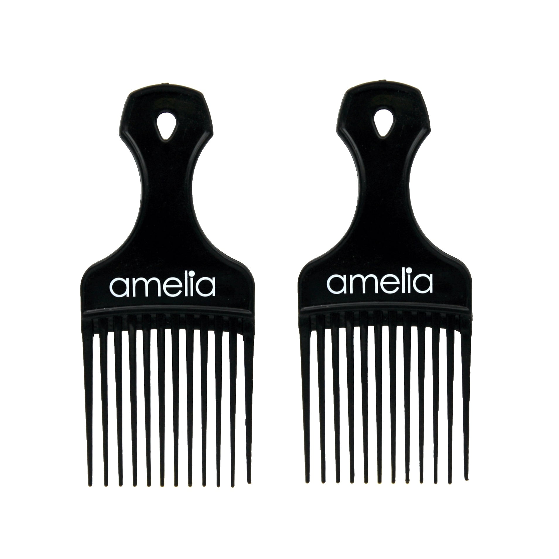 Amelia Beauty, 7in Black Curly Hair Wide Tooth Pick, Made in USA